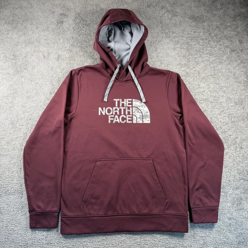 The North Face Mens Hoodie Maroon Burgundy Pullover Logo NF0A2TGG Medium